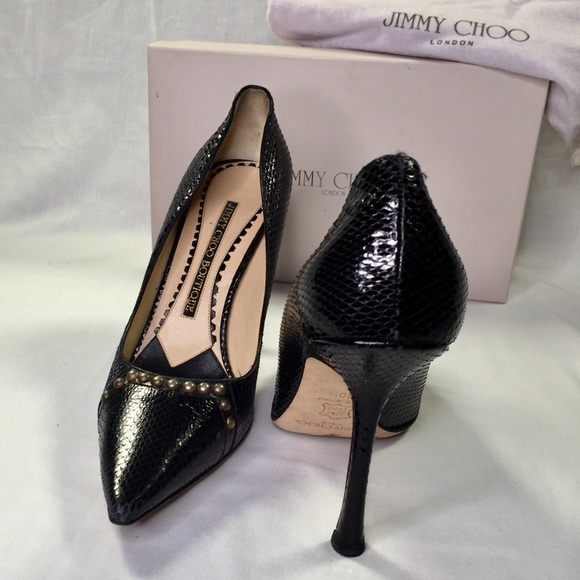 Jimmy Choo Studded Snakeskin 4" Heels - Picture 5 of 7